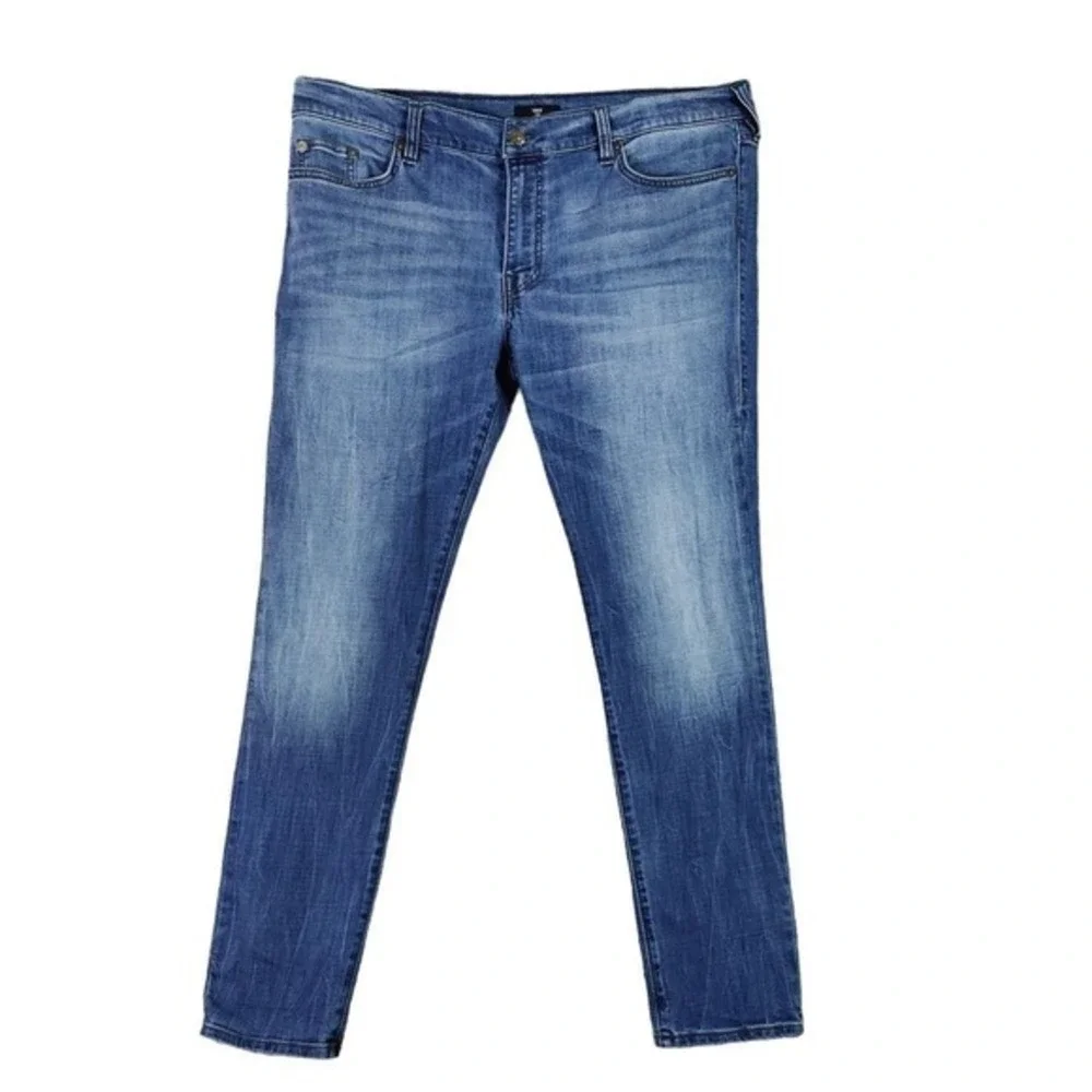 True Religion Mens Y2K Tony TBD Streetwear Skinny Jeans 40 Blue Faded Denim